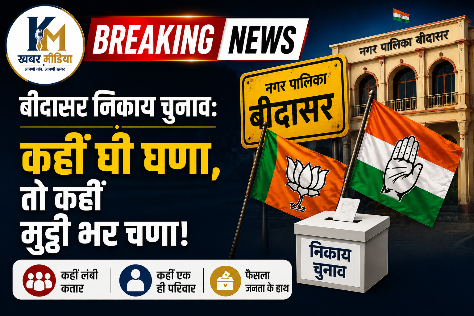 बीदासर निकाय चुनाव: भाजपा-कांग्रेस के टिकट बंटवारे में कहीं घी घणा, तो कहीं मुट्ठी भर चणा!