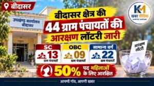 बीदासर क्षेत्र की 44 ग्राम पंचायतों की आरक्षण लॉटरी जारी